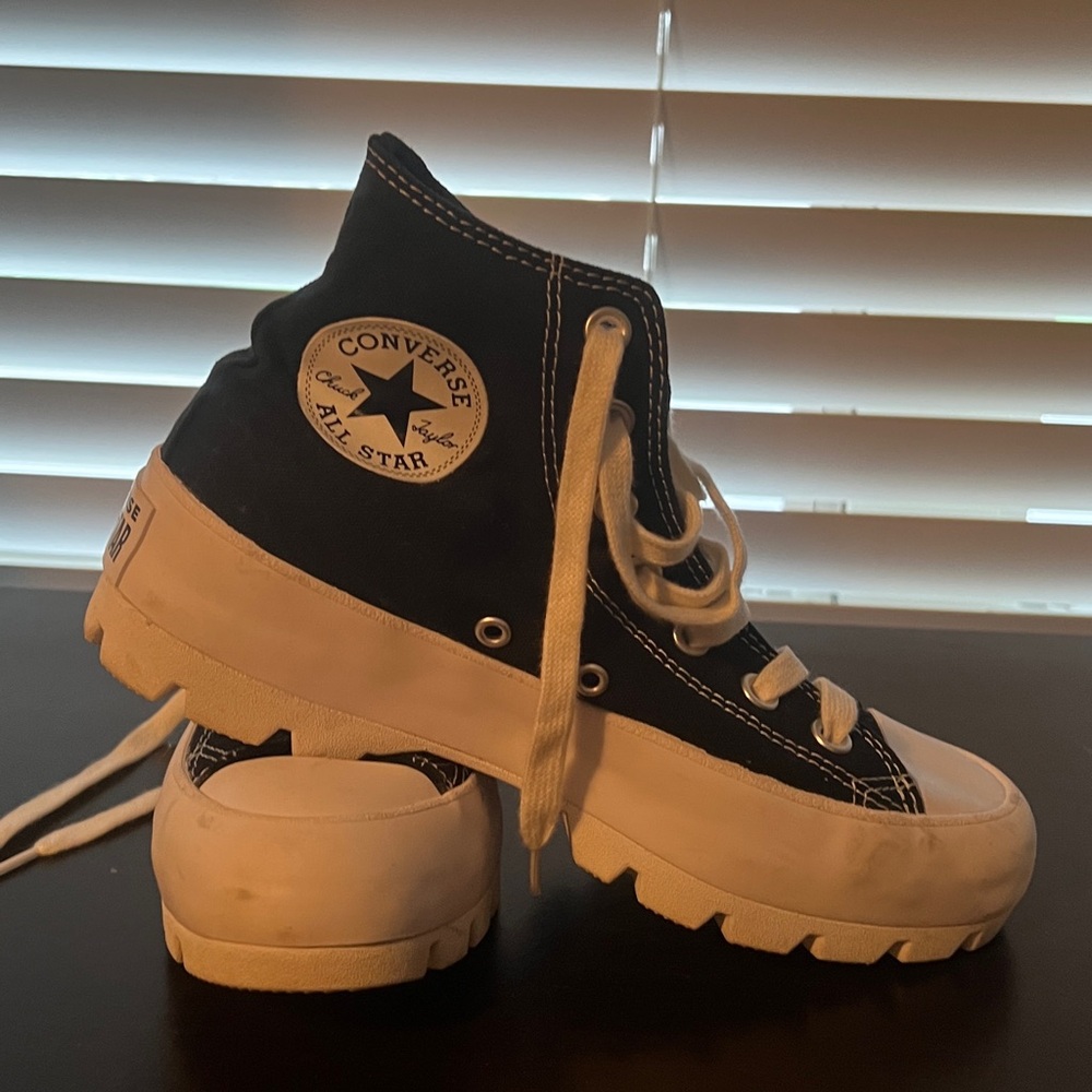 Converse Black and White High-Top Platform Sneakers